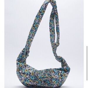 Zara Multicolor Floral Spring Sling Bag teal yellow cloth adult crossbody o/s